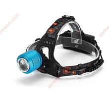 5000LM headLamp XM-T6 LED Lamp Flashlight Light Rechargeable Headlamp 3 mode light+AC / Car charger+2*18650 Battery（blue） Camping & Hiking 208