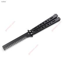 Outdoor Multi-fonction Butterfly Practice Knife,Camping Stainless Steel Comb,Black Camping & Hiking c25