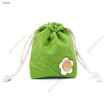 Outdoor Cute Floret Drawstring Bag,Cotton Draw Cord Storage Bag,Green Outdoor backpack b1411-5