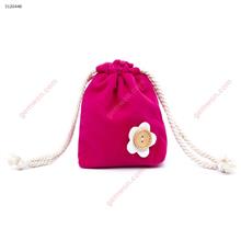 Outdoor Cute Floret Drawstring Bag,Cotton Draw Cord Storage Bag,Rose Red Outdoor backpack b1411-5