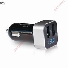 3.1A Fast Charging Car Charger Digital Display Dual USB Port Car-charger Adapter For iPhone iPad Samsung Xiaomi huawei （Silver） Car Appliances C16