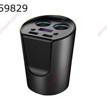 Car Cup Charger 12V/24V Multi Function Car Power Adapter with Dual USB Ports 3.1A + 2-Socket Cigarette Lighter for Phone DVR GPS（black） Car Appliances C21