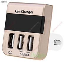 3 in 1 Car Cigarette Lighter Charger 3 Port 5V 2.1A Output Smart Triple USB Charger with Voltage and Current Display for Andriod Car Appliances A7