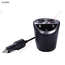 DC12-24V Black Cup Car Charger Multi-function Display Voltage 3.1A 2 USB Car with 2 Extension Cigarette Lighter 65cm Wire （black） Car Appliances A18