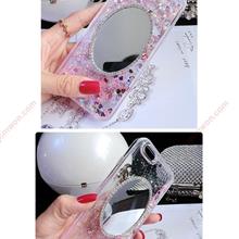 iphone7 Rhinestone mirror mobile phone shell，Hard shell soft edge sand，protective case，pink Case iphone7 Rhinestone mirror mobile phone shell