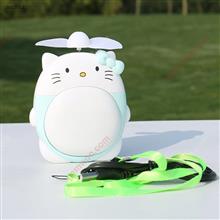 Cartoon cat USB charging small fan，green Other N/A