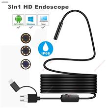 USB Endoscope, 3 in 1 Semi-rigid Type C Borescope Inspection Camera, 5.5mm Waterproof Snake Camera with 6 Adjustable Led for Android, Tablet, PC & Macbook - Inspecting Hard-to-reach Place Now!(5M) Repair Tools TC355