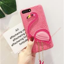 iphone7 plus Leather flamingo phone case，Litchi pattern embroidery，pink Case IPHONE7 PLUS LEATHER FLAMINGO PHONE CASE