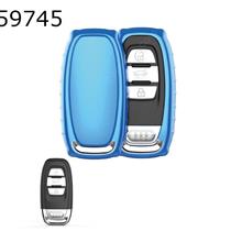 Audi car TUP soft key case forA4 /A6/A4L/A6L/A5/A7/A8/S5/S6/S7/S8/RS5/RS7/Q5/SQ5 （Blue highlights ） Autocar Decorations TPU