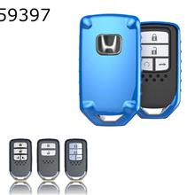 Honda Odyssey Fit Car Key Case TPU Key Shell Plating Drop Key Set（Blue highlights） Autocar Decorations TPU