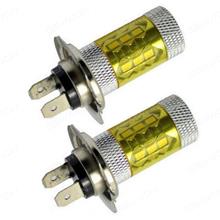 2Pcs Replacement H7 2323 80W 6000K 16-SMD LED Fog Lights Driving Bulbs for Car - Yellow Auto Replacement Parts LED fog lights