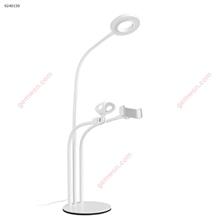 Selfie LED Ring Light with Phone Holder for  Live Stream With Microphone（White） Electronic Digital ZB-001