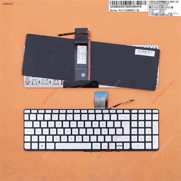HP ENVY 15-U SILVER Backlit (Without FRAME， For Win8) SP V140646DK1 776254-001 Laptop Keyboard (OEM-B)