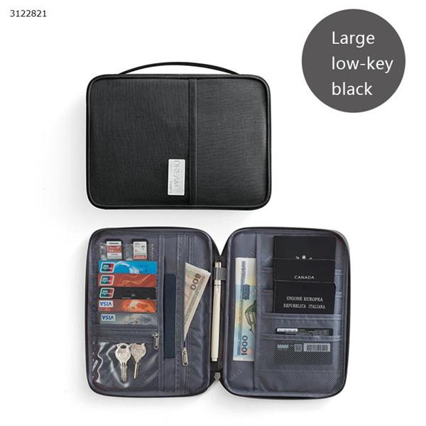 Travel Passport Package Overseas Document Bag Waterproof and Dustproof Portable Card Case,Big Black 25.5cm*18.5cm*2cm Outdoor backpack N/A