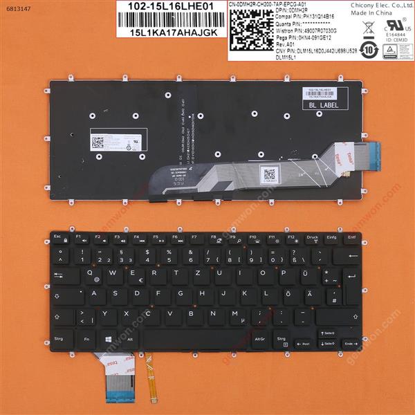 DELL Inspiron Gaming 14 7466 BLACK(Backlit,Win8) GR PK131Q14B16 Laptop Keyboard (OEM-B)