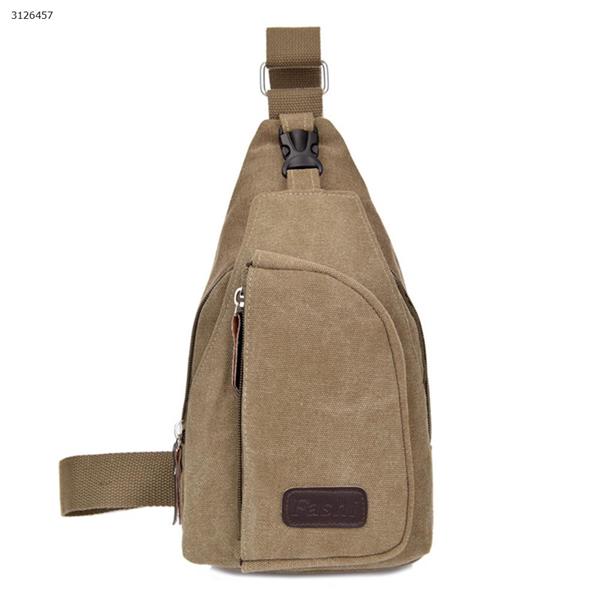 Casual men's small chest bag sports canvas bag men's bag multi-function outdoor slung back backpack （Khaki big） Outdoor backpack 3860#
