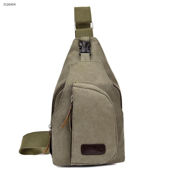 Casual men's small chest bag sports canvas bag men's bag multi-function outdoor slung back backpack （Green Small） Outdoor backpack 3860#