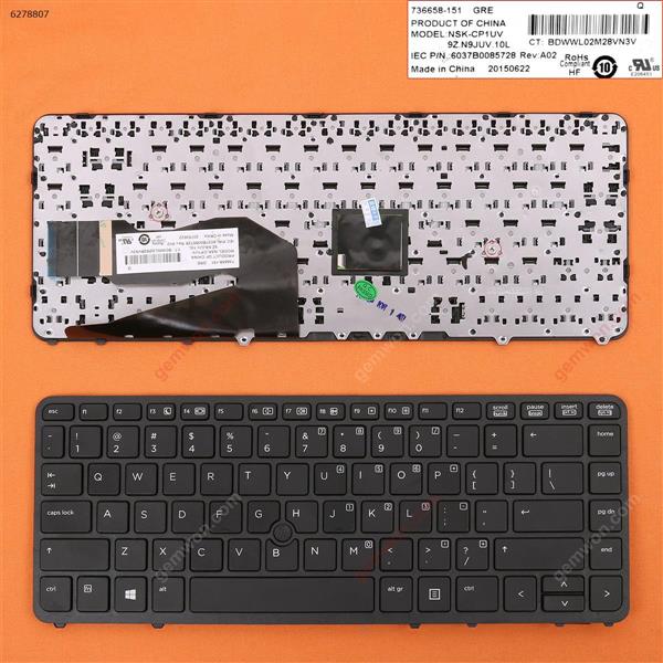 HP EliteBook 840 G1 850 G1 BLACK FRAME BLACK (with point，Reprint） US 6037B0085728 Laptop Keyboard (Reprint)