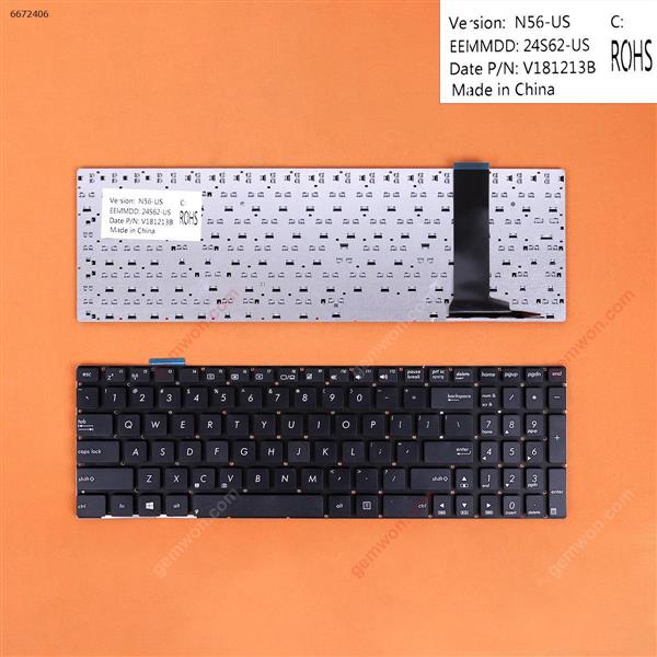 ASUS N56 N56V U500VZ N76 N76VM N76VJ BLACK(With foil,Without FRAME) OEM US N/A Laptop Keyboard (OEM-A)