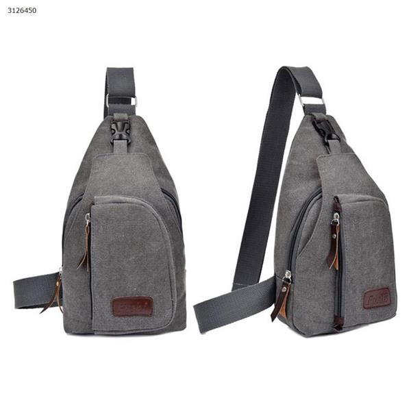 Casual men's small chest bag sports canvas bag men's bag multi-function outdoor slung back backpack （Gray Small） Outdoor backpack 3860#