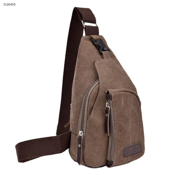 Casual men's small chest bag sports canvas bag men's bag multi-function outdoor slung back backpack （coffee big） Outdoor backpack 3860#