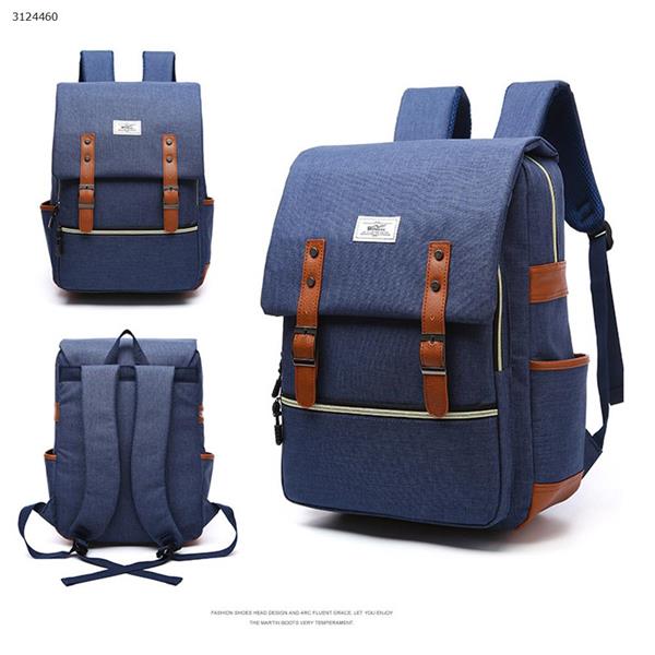 Mobile phone charging retro backpack student bag outdoor backpack men and women business computer backpack（Blue） Outdoor backpack n/a