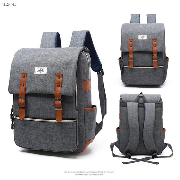 Mobile phone charging retro backpack student bag outdoor backpack men and women business computer backpack（Gray） Outdoor backpack n/a