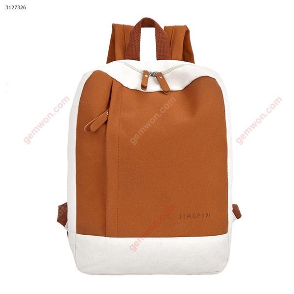 Large capacity high school student bag female small fresh literary shoulder bag canvas stitching computer bag（brown） Outdoor backpack n/a