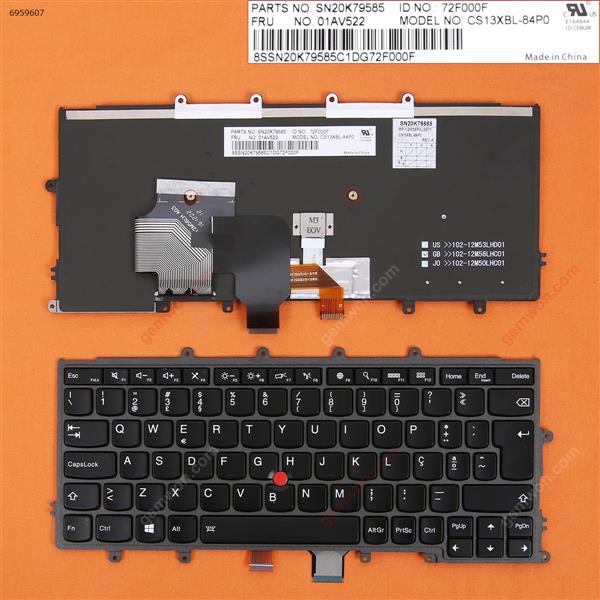 IBM Thinkpad X240 X240S X250 X260  BLACK FRAME BLACK(Backlit ,With Point，Compatible with X270 For Win8)  PO N/A Laptop Keyboard (OEM-B)