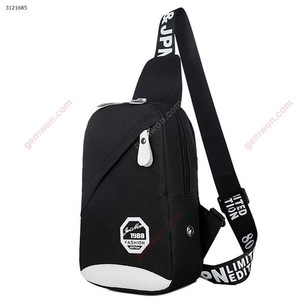 Men's chest bag casual women's canvas bag shoulder Messenger bag outdoor sports backpack pockets（Black） Outdoor backpack n/a