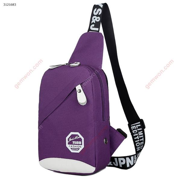 Men's chest bag casual women's canvas bag shoulder Messenger bag outdoor sports backpack pockets（purple） Outdoor backpack n/a