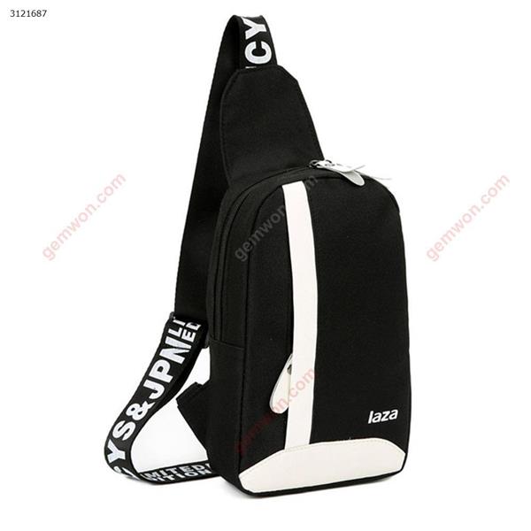 Men's chest bag casual women's canvas bag shoulder Messenger bag outdoor sports backpack pockets（Vertical bar white） Outdoor backpack n/a
