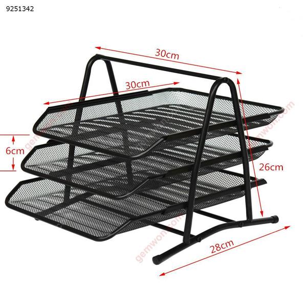 Book Stand, Multi-Layer Finishing Metal Iron Mesh Three-File Tray A4 File Pumping Information Rack Office Products N/A