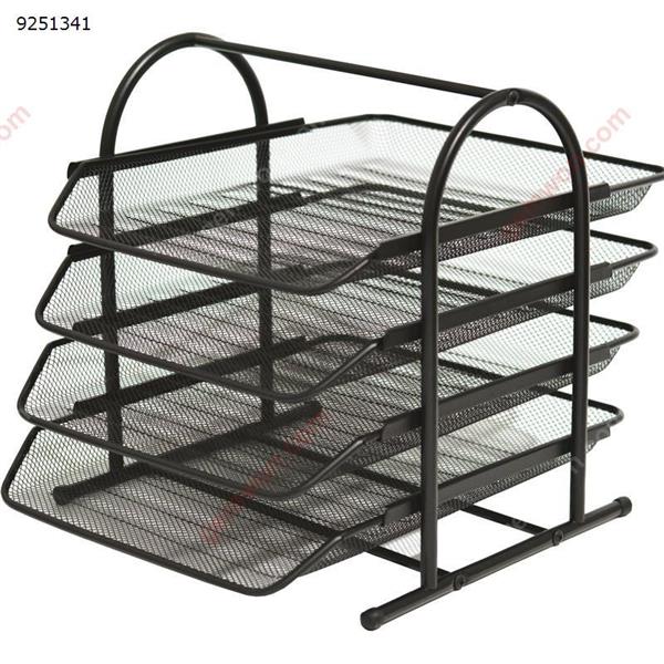 Book Stand, Multi-Layer Finishing Metal Iron Mesh Four-File Tray A4 File Pumping Information Rack Office Products N/A