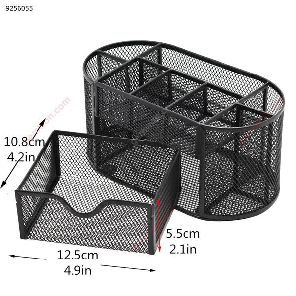 Mesh Office Desk Tidy Organiser Desktop Multi-functional Storage Metal Pen Holder With 9 Compartments,Black Office Products N/A