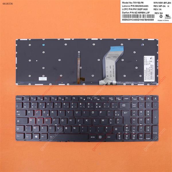Lenovo Ideapad Y700-15 BLACK (Red side,Backlit,WIN8,without FRAME) ? FR N/A Laptop Keyboard (OEM-B)