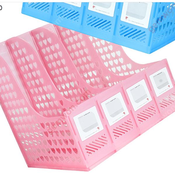 Quadruple File Management Stand Desktop Plastic Pearl File Bar Thicken Environmental PP Storage Bar Grid Without Pen Holder,Pink  Office Products N/A