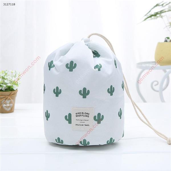 Large-capacity multi-function portable drawstring travel storage bag cylinder cosmetic bag（cactus） Outdoor backpack n/a