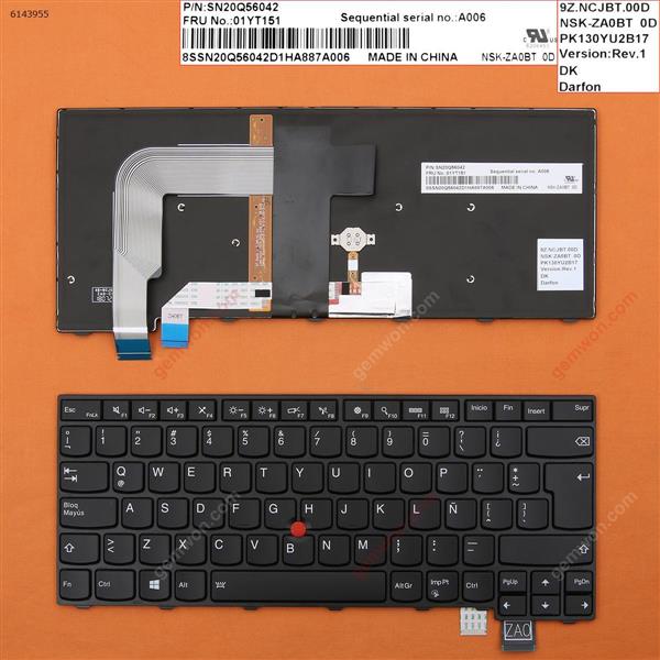 ThinkPad T460S BLACK FRAME BLACK (Backlit,For Win8) LA N/A Laptop Keyboard (OEM-B)