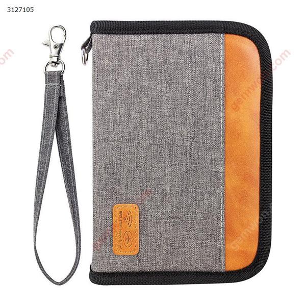 Anti-theft brush passport bag short zipper passport holder multi-function business document package（Gray） Outdoor backpack n/a