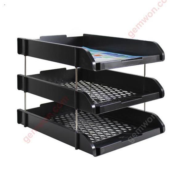Letter Tray Plastic Collection Desktop Management 3-Tier Office Desk Shelf For Documents Magazines Notebooks And Letter Letter Filing Desk Trays & Risers -A4 Paper Holder, Document Holder,Size:325*235*272mm,Black Office Products N/A