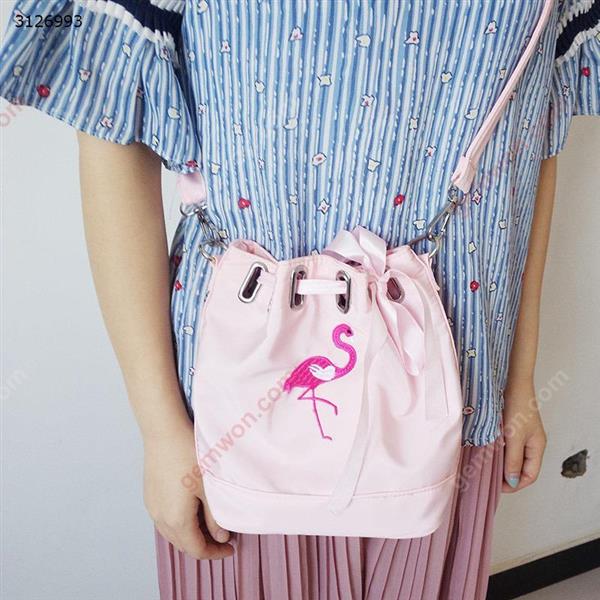 Nylon Mini Mobile Phone Bag Ribbon Flamingo Shoulder Diagonal Bag Female Pouch(Pink) Outdoor backpack n/a