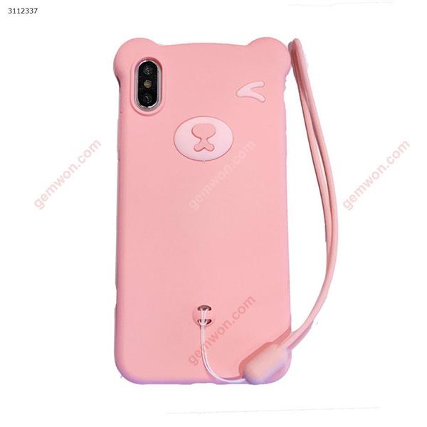 iPhoneX Max Bear liquid silicone phone case，pink Case iPhoneX Max Bear mobile phone case