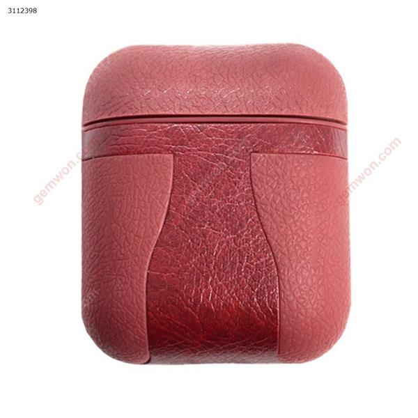 Airpods leather case for Apple wireless Bluetooth headset，?red Case lsc-107