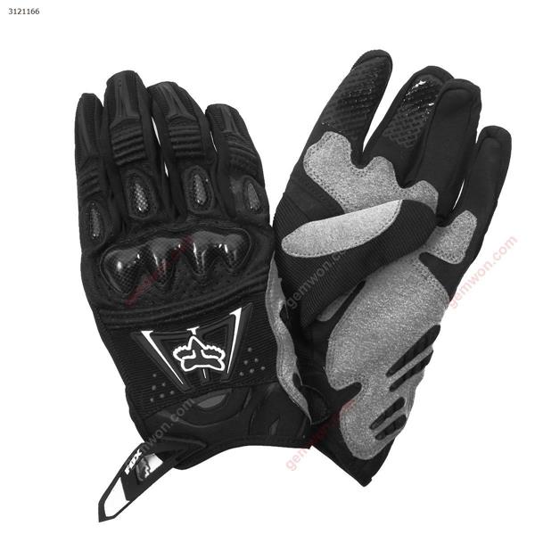 Motocross racing gloves Cycling pure leather long finger gloves riding gloves-black Outdoor Clothing M