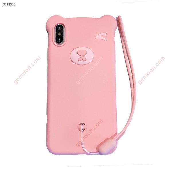 iPhoneX Bear liquid silicone phone case，pink Case iPhoneX Bear mobile phone case