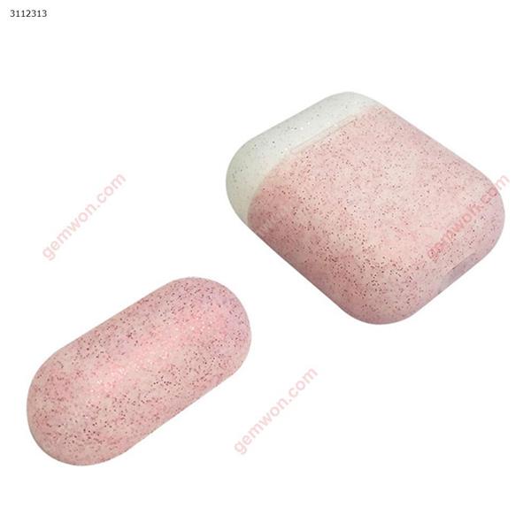 Airpods protective cover one plus two plus packaging for Apple Bluetooth Airpods headset set，Glitter pink with glitter pink+ flash white Case Airpods case