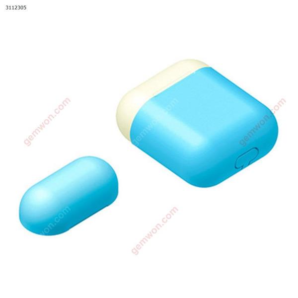 Airpods protective cover one plus two plus packaging for Apple Bluetooth Airpods headset set，Luminous blue with luminous blue + luminous green Case Airpods case