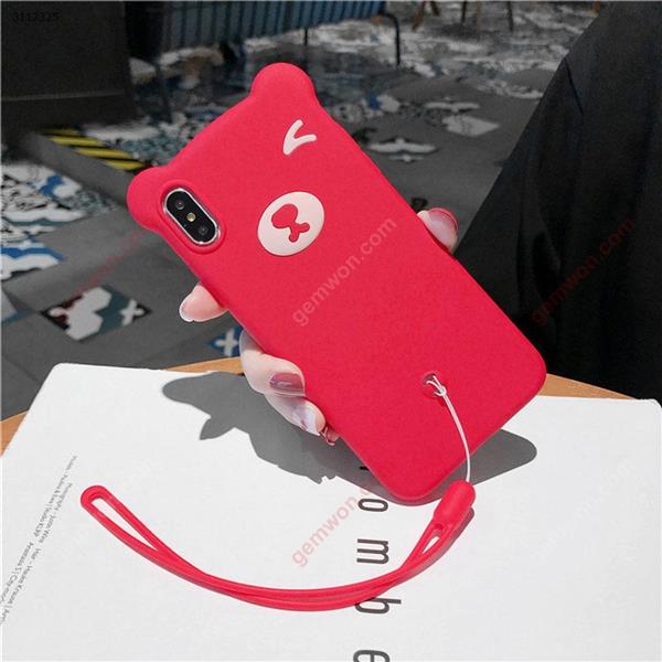 iPhoneXR Bear liquid silicone phone case，red Case iPhoneXR Bear mobile phone case
