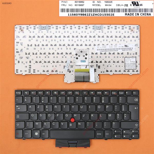 ThinkPad X100E X120E BLACK FRAME BLACK(With Point stick,Red Printing) FR N/A Laptop Keyboard (OEM-B)